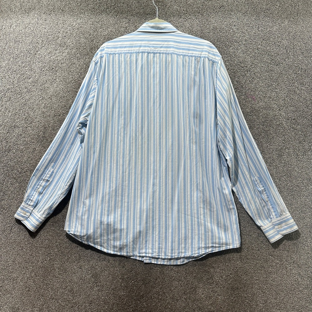 LL Bean Mens Large Blue White Striped Long Sleeve Button Down Shirt 0JGK2 - Picture 2 of 7
